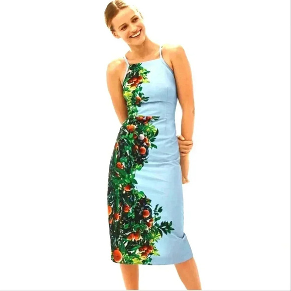 Maeve Dresses & Skirts - Anthropologie Maeve Orange Bough Blue Citrus Dress Midi Grove